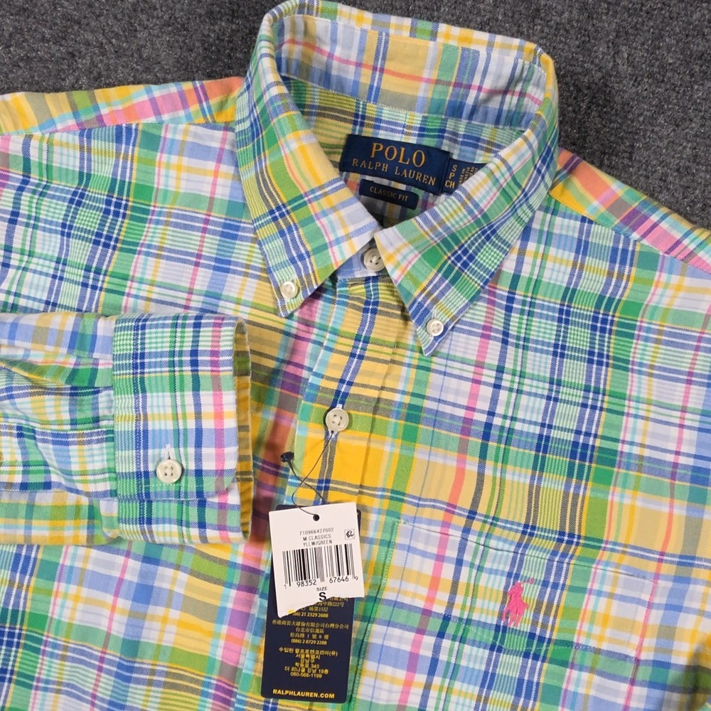 NWT Polo Ralph Lauren Oxford Shirt Mens Small Multicolor Plaid OCBD Colorful